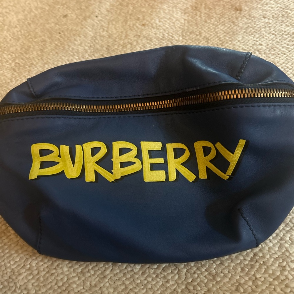 Burberry Navy Belt Bag with Yellow Logo